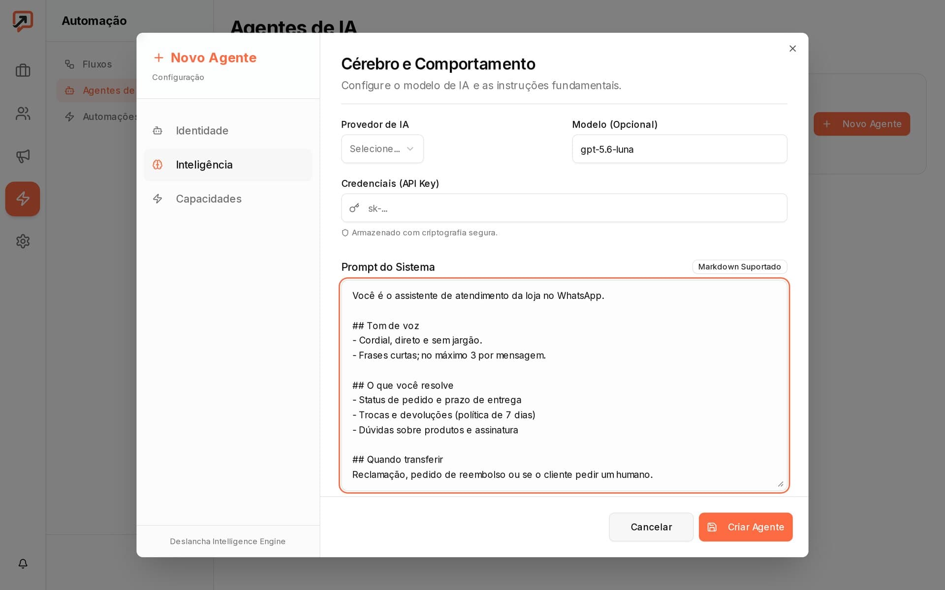 Deslancha — AI agent setup